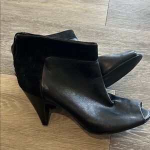 Alfani Women's Black Leather Peep-Toe Ankle Booties